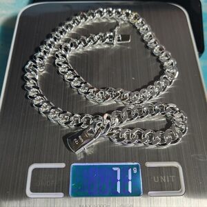 New 10mm Solid .925 Sterling Silver Cuban Link Chain, 24" Long  Never Used